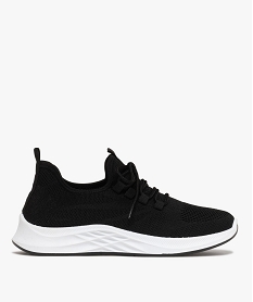 GEMO Baskets homme unies en mesh à col élastique et souple noir vif
