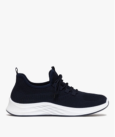 GEMO Baskets homme unies en mesh à col élastique et souple bleu chine