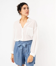 GEMO Chemise fluide à manches blousantes femme blanc chine