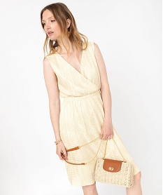 GEMO Robe courte sans manches en maille gaufrée scintillante femme blanc chine