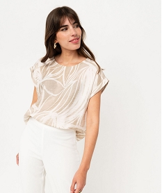 GEMO Blouse manches courtes en viscose froissée et imprimée femme Imprimé