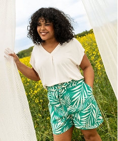 GEMO Short ample en maille fluide imprimée femme grande taille Vert