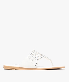 GEMO Mules femme à bride entre-doigts fantaisie avec bijoux blanc standard