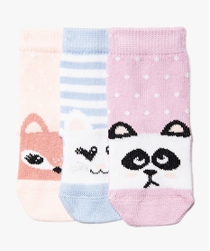 GEMO Chaussettes bébé fille fantaisie motif animaux (lot de 3) rose standard