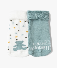 GEMO Chaussettes bébé en maille bouclette imprimée (lot de 2) - LuluCastagnette vert standard