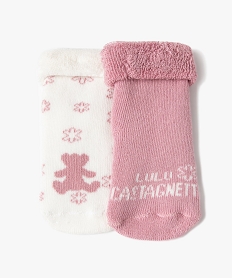 GEMO Chaussettes bébé en maille bouclette imprimée fleurs (lot de 2) - LuluCastagnette rose standard