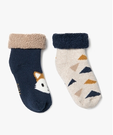 GEMO Chaussettes en maille bouclette imprimée bébé garçon (lot de 2) Bleu