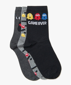 GEMO Chaussettes hautes avec motifs jeu vidéo garçon (lot de 3) noir standard