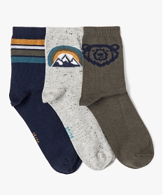 GEMO Chaussettes avec motif sur la tige garçon (lot de 3) Bleu