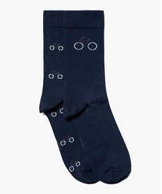 GEMO Chaussettes hautes à motif vélos homme (lot de 2) Bleu