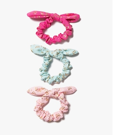 GEMO Chouchous à nœuds et pois pailletés fille (lot de 3) rose vif