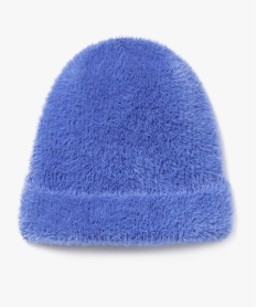 GEMO Bonnet uni à revers en matière douce fille bleu standard