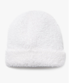 GEMO Bonnet uni à revers en matière douce fille blanc chine