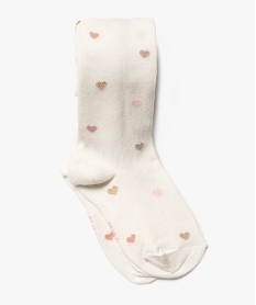 GEMO Collants chauds à motifs cœurs fille imprime ecru
