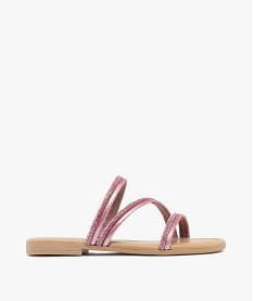 GEMO Mules fille à brides tubulaires pailletées et à strass rose standard
