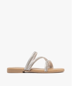 GEMO Mules fille à brides tubulaires pailletées et à strass argente