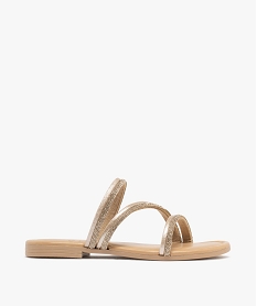 GEMO Mules fille à brides tubulaires pailletées et à strass dore
