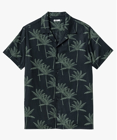 GEMO Chemise à manches courtes en coton léger et col cubain homme Gris