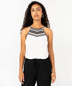 GEMO Débardeur avec haut brodé femme Beige