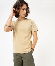 GEMO Tee-shirt à manches courtes avec motif poitrine homme beige vif