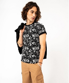 GEMO Tee-shirt à manches courtes imprimé homme noir standard