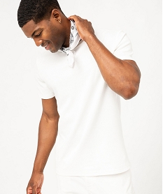 GEMO Tee-shirt manches courtes en maille texturée homme. Blanc