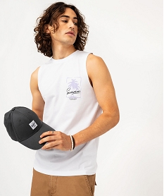GEMO Débardeur avec motif estival homme blanc standard