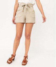 GEMO Short ample et fluide avec ceinture à nouer femme Beige