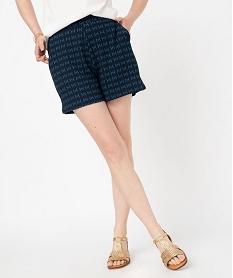 GEMO Short ample taille haute en maille extensible imprimée femme Imprimé