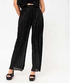 GEMO Pantalon large en maille gaufrée scintillante femme noir standard