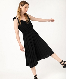 GEMO Robe à bretelles nouées avec bas plissé femme Noir