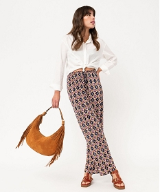 GEMO Pantalon large et fluide imprimé à taille élastiquée femme imprime geometrique