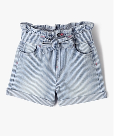 GEMO Short en jean rayé taille haute avec ceinture fille Imprimé