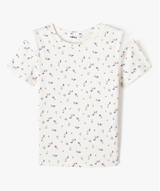 GEMO Tee-shirt manches courtes à motifs fleuris avec épaules dénudées fille Rose