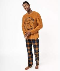 GEMO Pyjama en polaire chaude homme marron standard
