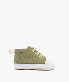 GEMO Chaussons de naissance bébé garçon baskets souples dinosaure kaki standard