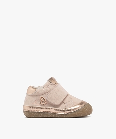 GEMO Chaussures premiers pas bébé fille baskets pailletées en cuir à large scratch - Alma Planète rose standard