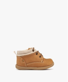 GEMO Chaussures premiers pas bébé garçon dessus en cuir suédé avec col moussé contrastant marron standard
