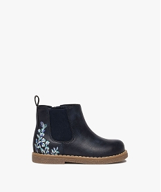 GEMO Boots bébé fille style Chelsea à zip avec détails brodés bleu standard