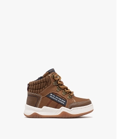 GEMO Bottes bébé garçon avec col moussée en maille à zip et à lacets marron standard