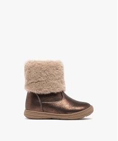 GEMO Bottes bébé fille fourrées à col duveteux et à zip effet métallisé Brun