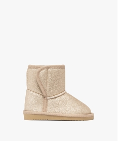 GEMO Boots fourrées bébé fille à paillettes avec fermeture scratch gold