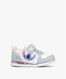 GEMO Baskets fille vernies à scratch avec semelle lumineuse - Lilo & Stitch blanc  bleu