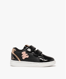 GEMO Baskets fille vernies et détails fantaisie à double scratch - LuluCastagnette noir vif