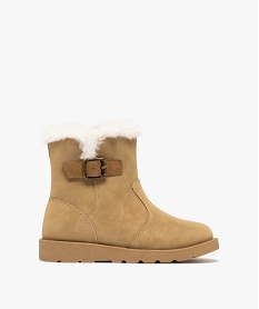 GEMO Bottines fille fourrées à zip avec doublure duveteuse débordante beige standard