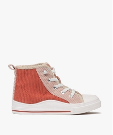 GEMO Baskets fille montantes en velours côtelé et à lacets élastiques Multicolore