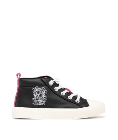 GEMO Baskets fille en toile mid-cut à lacets élastiques Love Trend noir vif