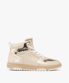 GEMO Baskets fille mid-cut effet métallisé avec zip et à lacets - Chipie beige standard