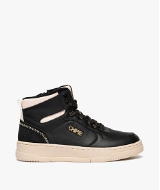 GEMO Baskets fille montantes à zip et à lacets avec semelle épaisse - Chipie noir vif