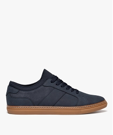 GEMO Baskets homme casual en suédine et à lacets col élastique bleu chine